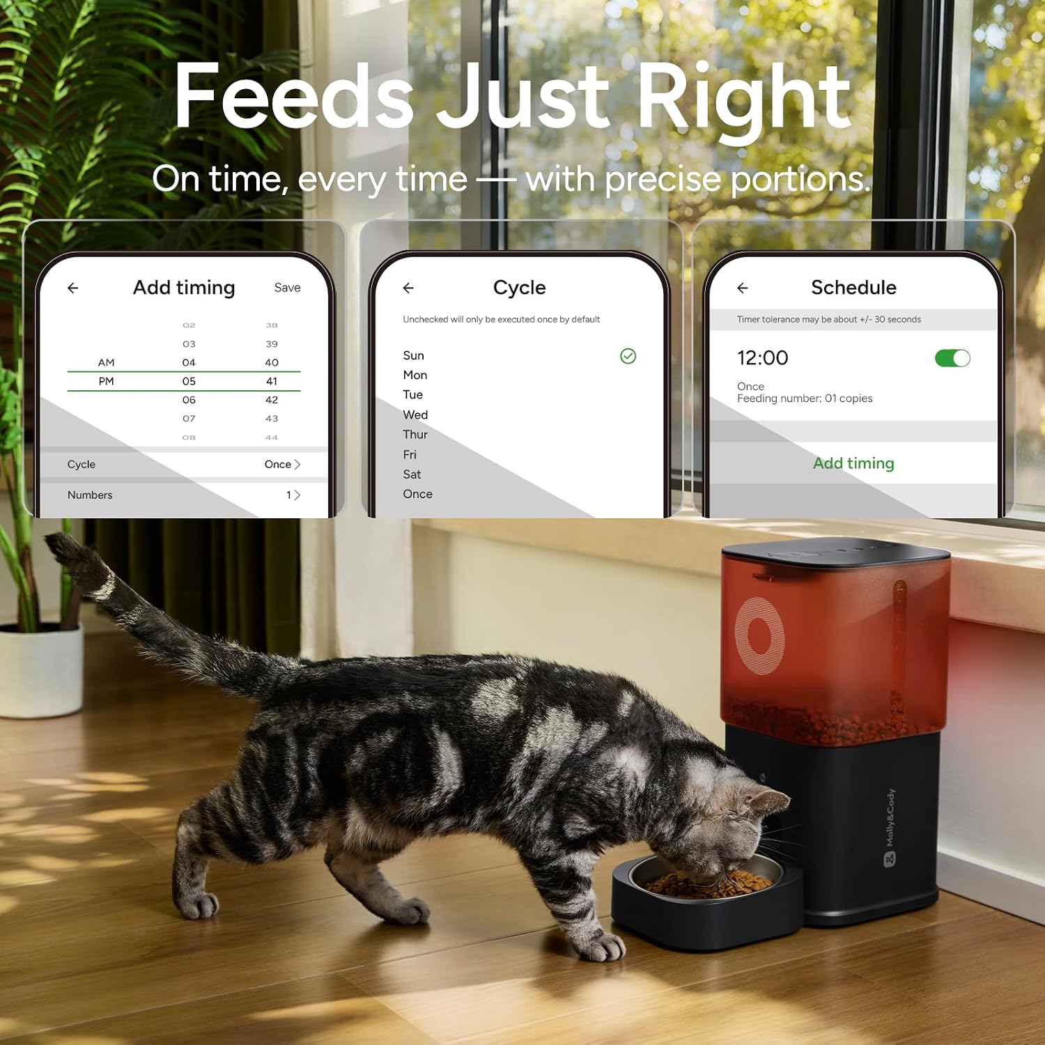 Detalle de Automatic Cat Feeder with Camera: 6L Auto Feeder with 2-Way Audio, Night Vision and App Control (White)