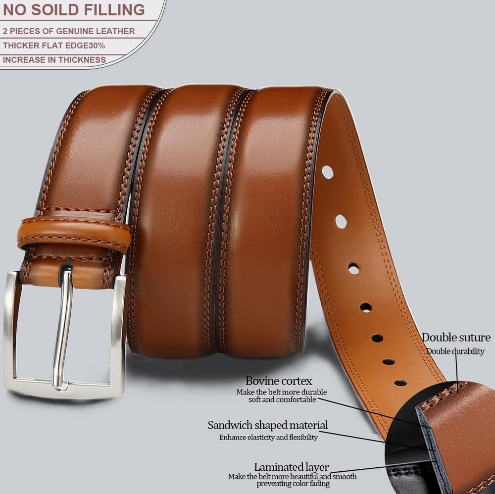 Detalle de YOORAN Herren-Gürtel aus Leder (33 mm) – kürzbar, mit 9 ovalen Löchern
