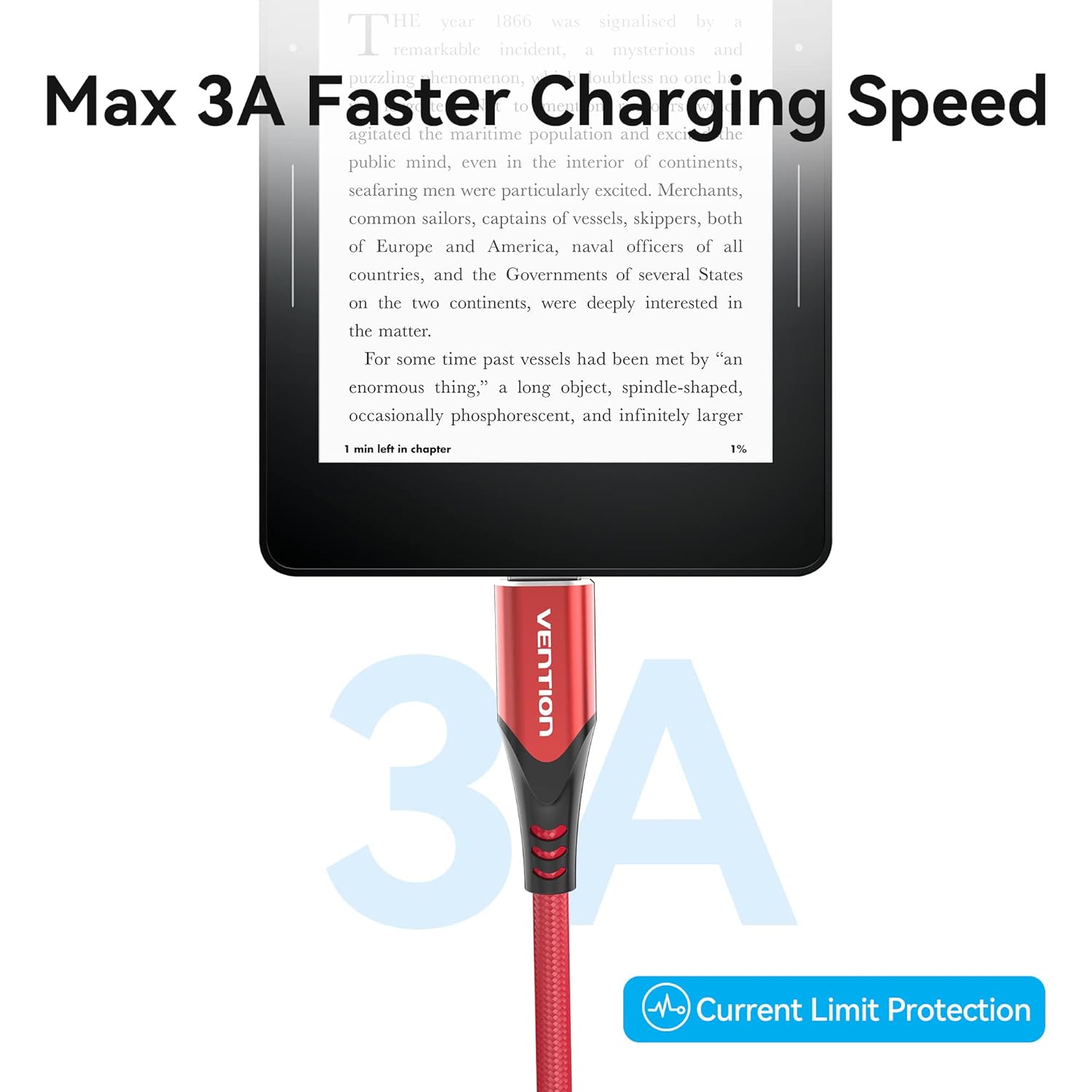 Thumbnail 2 de VENTION Micro USB Cable 2M – Durable Nylon Braided UK Charger for Kindle Fire and More