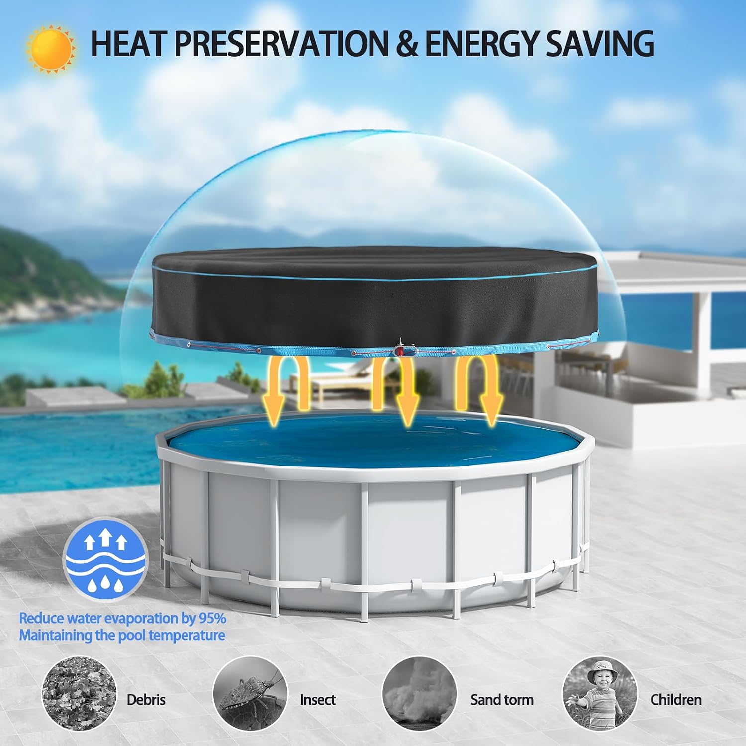 Thumbnail 4 de 12 Ft Round Heavy-Duty Pool Cover for Above Ground Pools with Storage Bag