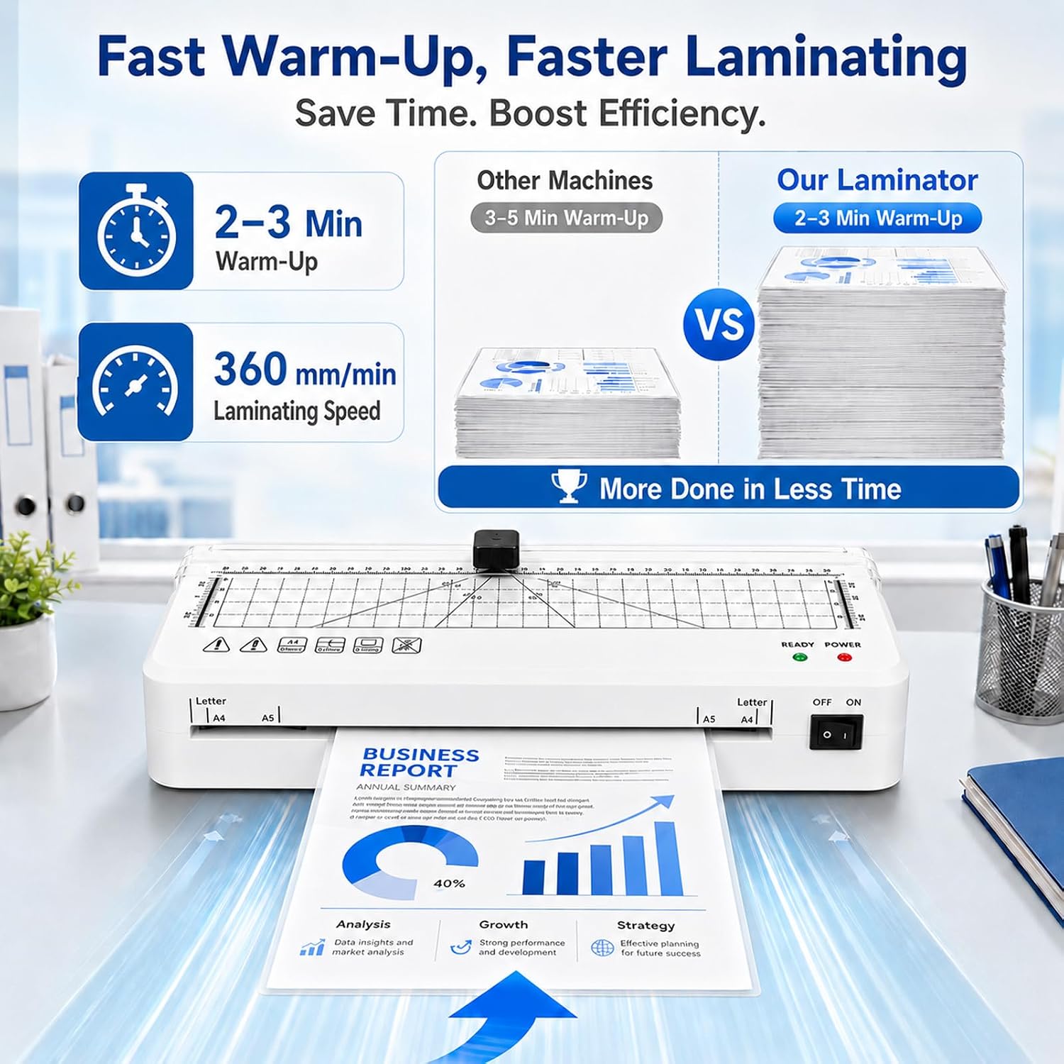 Detalle 2 de Laminator, A4 Thermal Laminating Machine with Built-in Cutter and Corner Rounder (A4+10pcs Set)