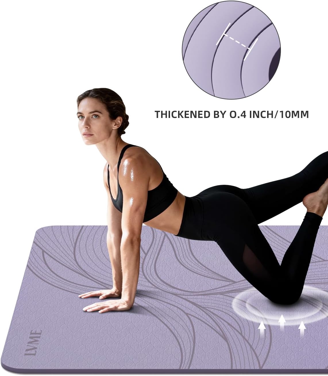 Detalle de lvme Extra-Large Yoga Mat, 10 mm TPE Cushioning, Reversible Grip