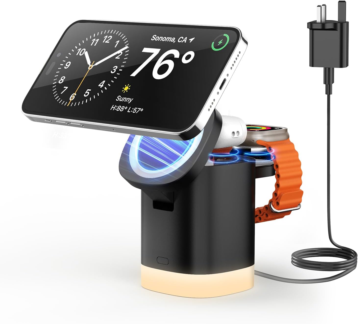 Detalle de JoyGeek 3‑in‑1 MagSafe charger stand for iPhone