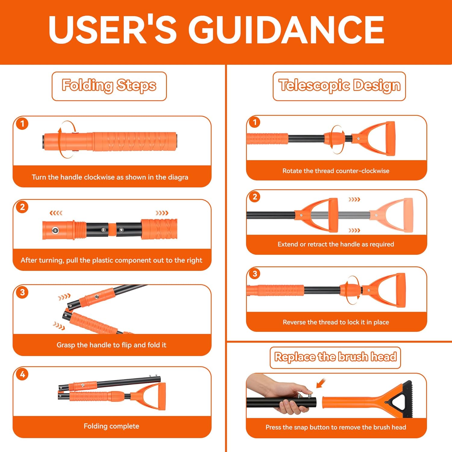 Thumbnail 4 de Poskena 3‑in‑1 Foldable Snow Shovel Kit 127cm