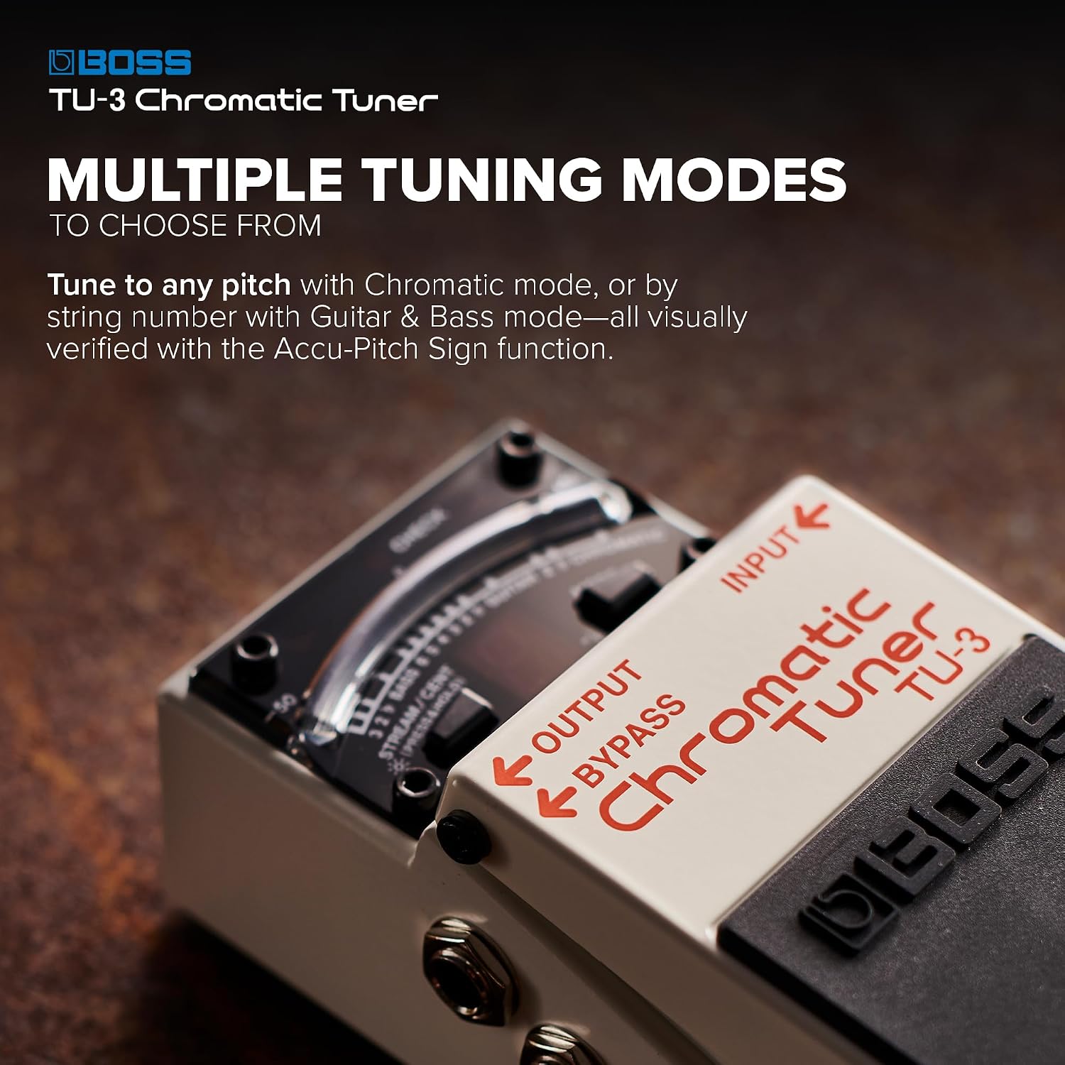 Detalle de BOSS TU-3 Chromatic Tuner for Guitar and Bass, 21-Segment LED Meter