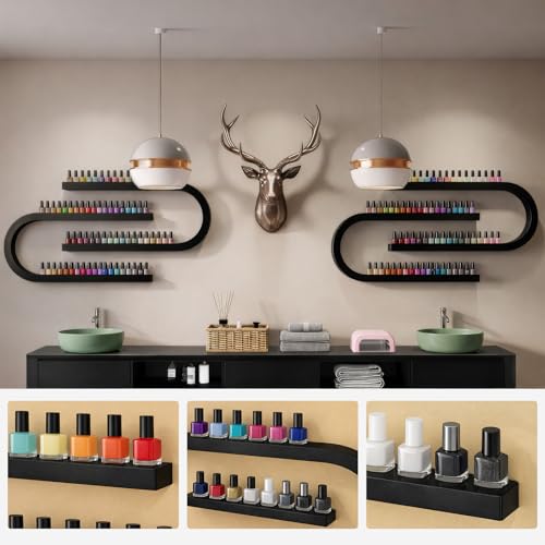 Thumbnail 3 de GreenWhim Wall Mounted Nail Polish Display Rack – U-Shaped Multifunctional Cosmetic Storage