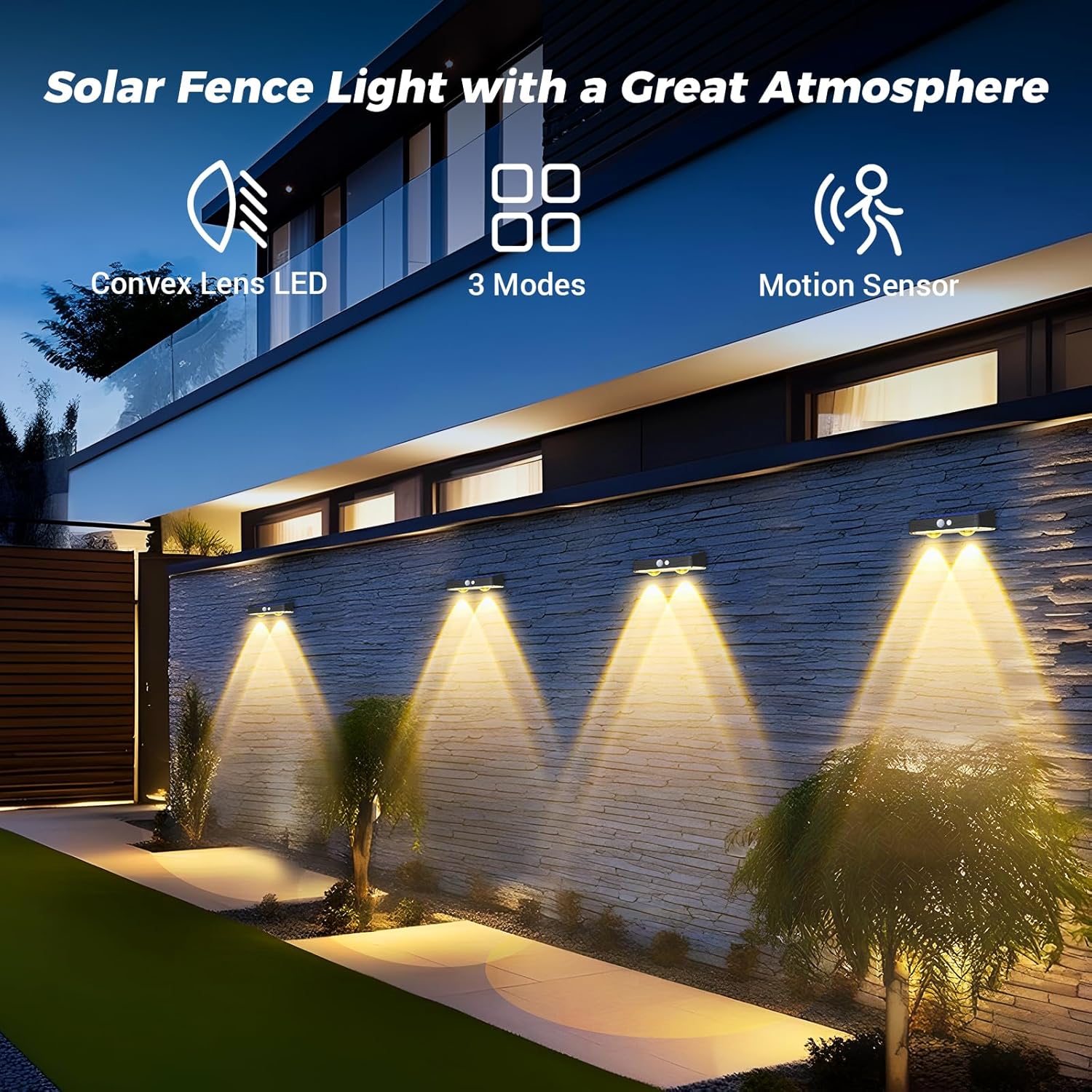 Thumbnail 3 de Kolpop Solar Fence Lights Outdoor Garden (2-Pack) with 60 Lumen Motion Sensor IP65, 3 Modes