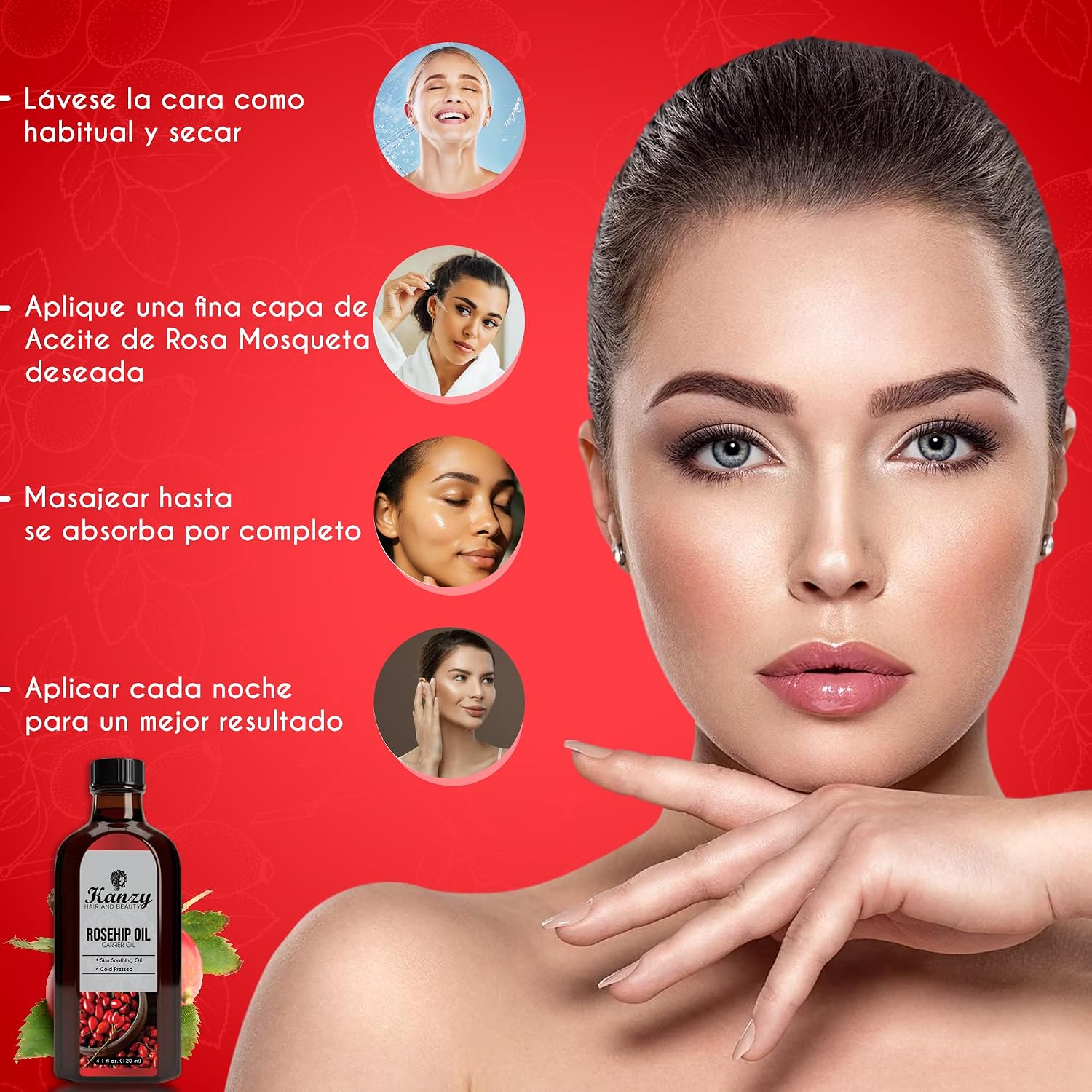 Thumbnail 3 de Kanzy Aceite Rosa Mosqueta Puro 120ml 🌹 Para Cicatrices y Piel
