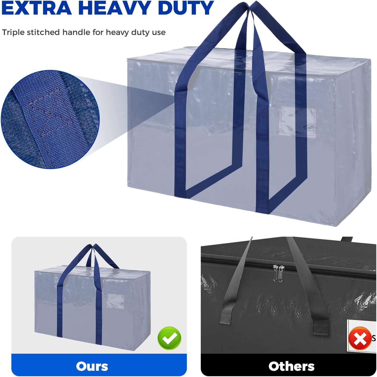 Detalle de ZFWDSY 93 L Moving Bags, 6-Pack: Clear Storage Bags with Zips & Handles for Easy Moving and Storage