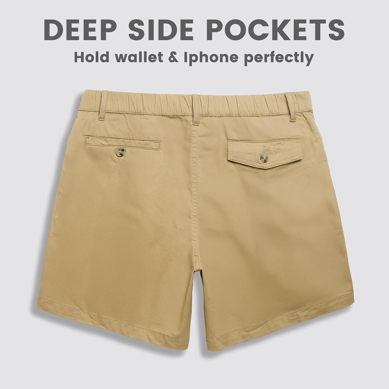 Detalle de maamgic Men's Classic-fit 5.5" Cotton Casual Shorts with Elastic Waistband and Multi-Pocket Design