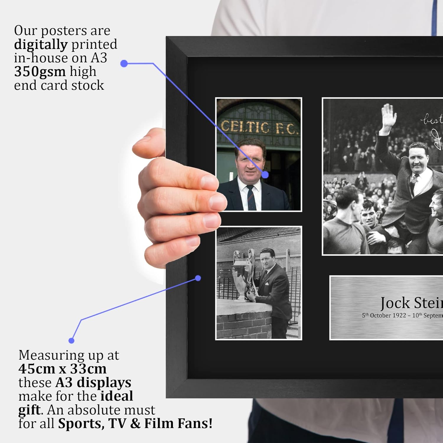 Thumbnail 2 de HWC Trading FR A3 Jock Stein Celtic framed signed autograph photograph display (A3)