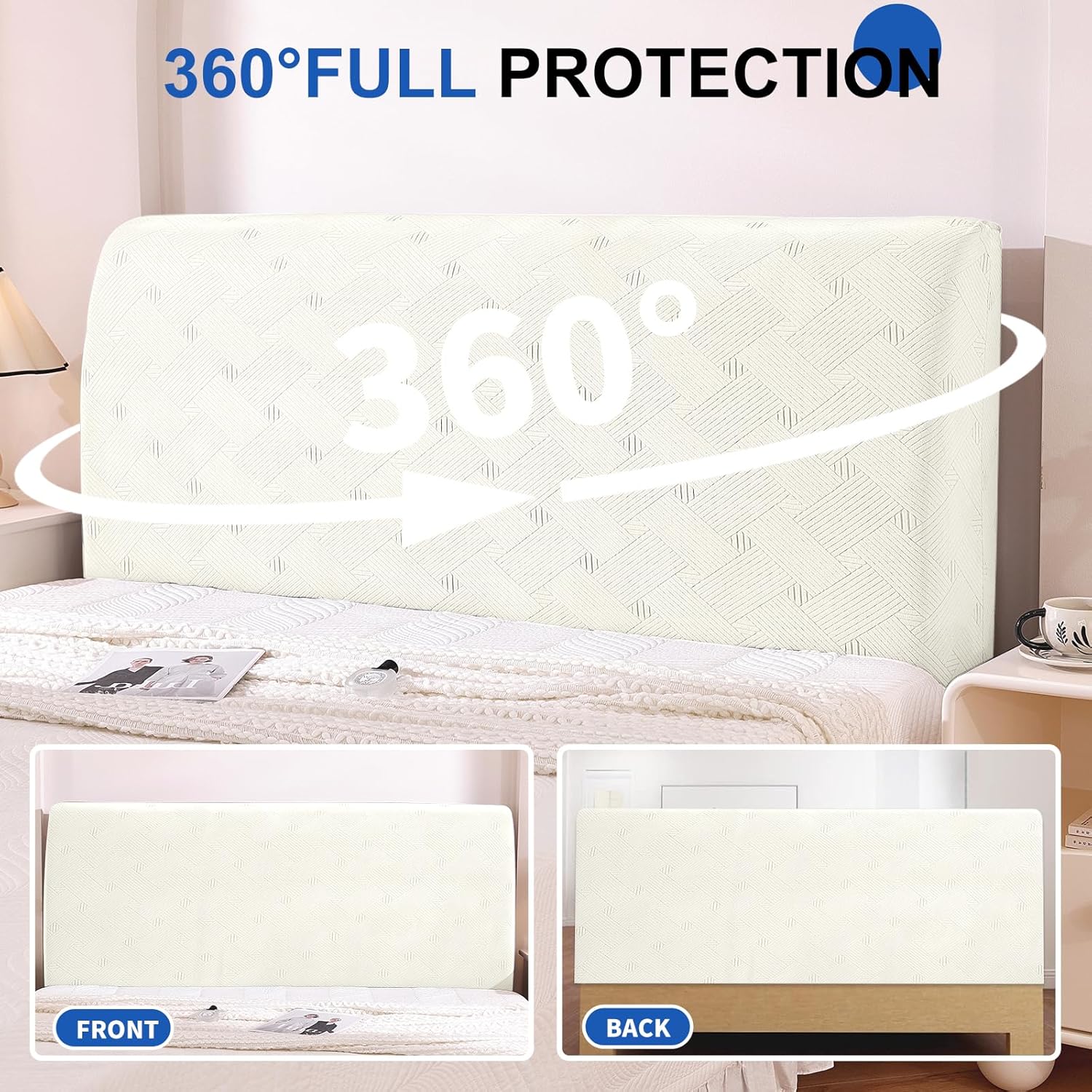Thumbnail 5 de Ystyle Copri Testiera Letto Matrimoniale/Singolo Elasticizzata Universale 180 cm, Bianco