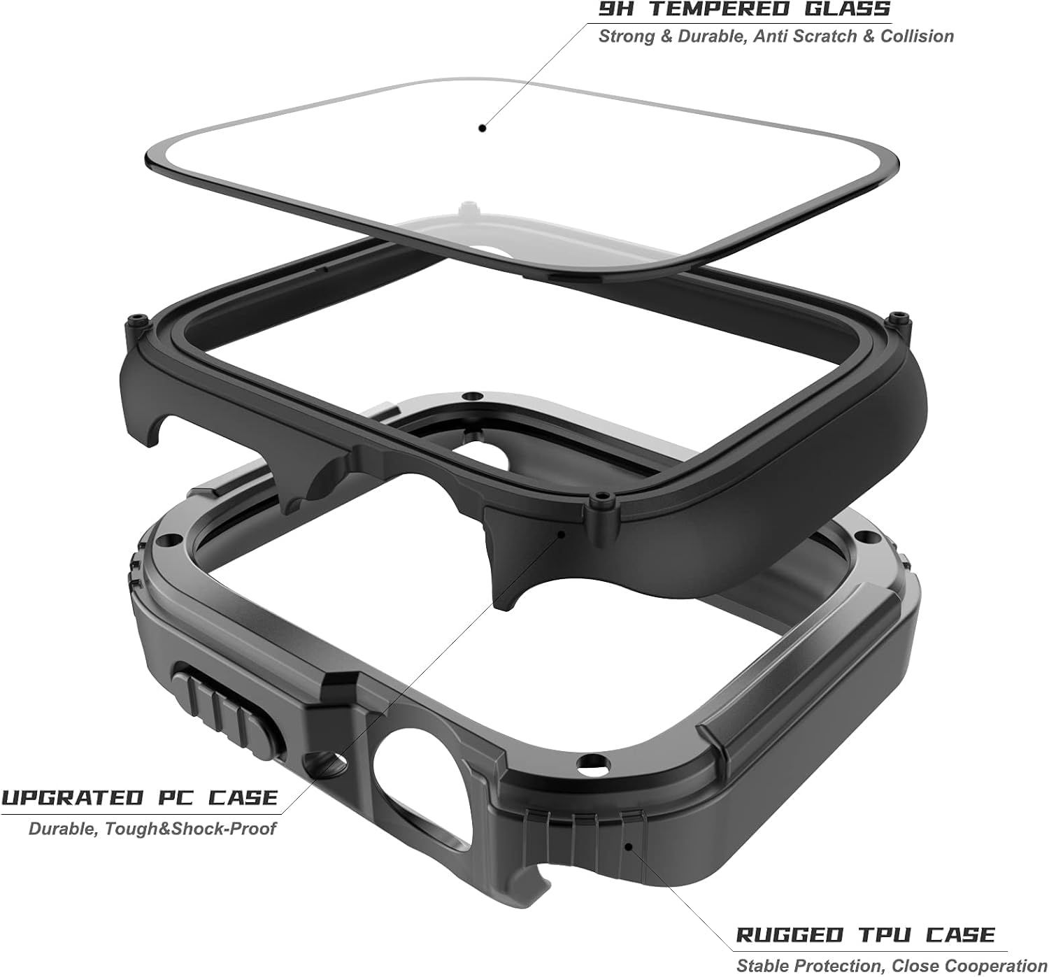 Thumbnail 1 de Adepoy 2-Pack Rugged Case for Apple Watch Series 10 46mm with Tempered Glass Screen Protector