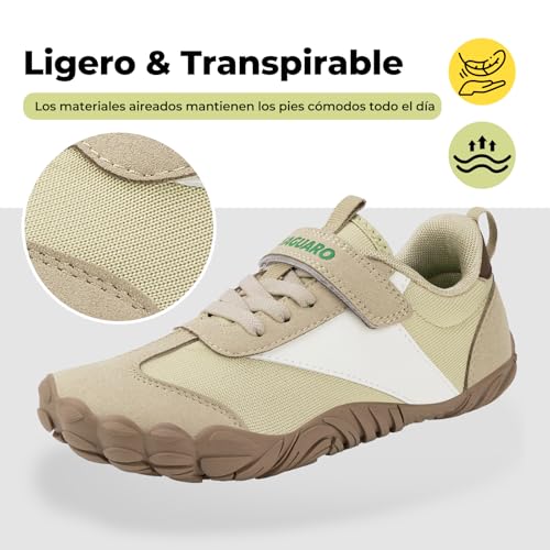 Thumbnail 5 de SAGUARO Zapatillas Barefoot Niños Niña Calzado Descalzos Suaves Ligeras Sneakers Minimalista Transpirables y Antideslizantes, Caqui, 29 EU