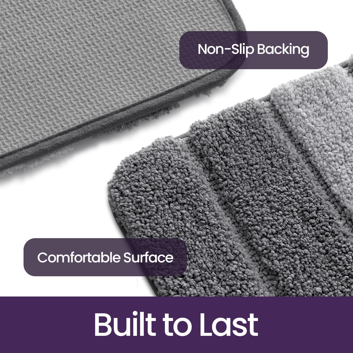 Thumbnail 4 de DEXI Bath Mat 50 x 80 cm in grey — extra soft, extra absorbent microfiber with non-slip TPR backing