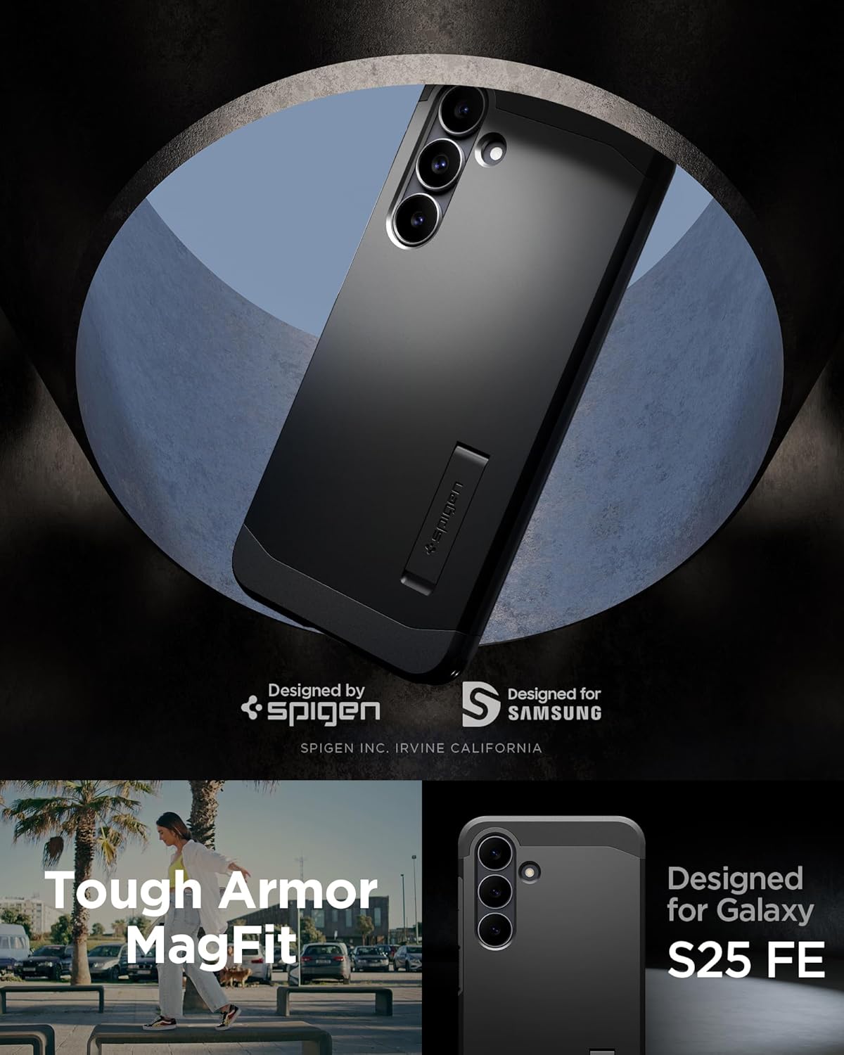 Thumbnail 1 de Spigen Tough Armor MagFit pour Samsung Galaxy S25 FE – coque renforcée noire