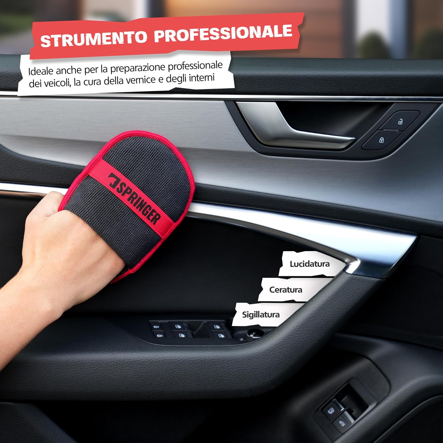 Detalle de SPRINGER ZX1100: 2 spugne in microfibra per auto, senza pelucchi e con presa 2-in-1