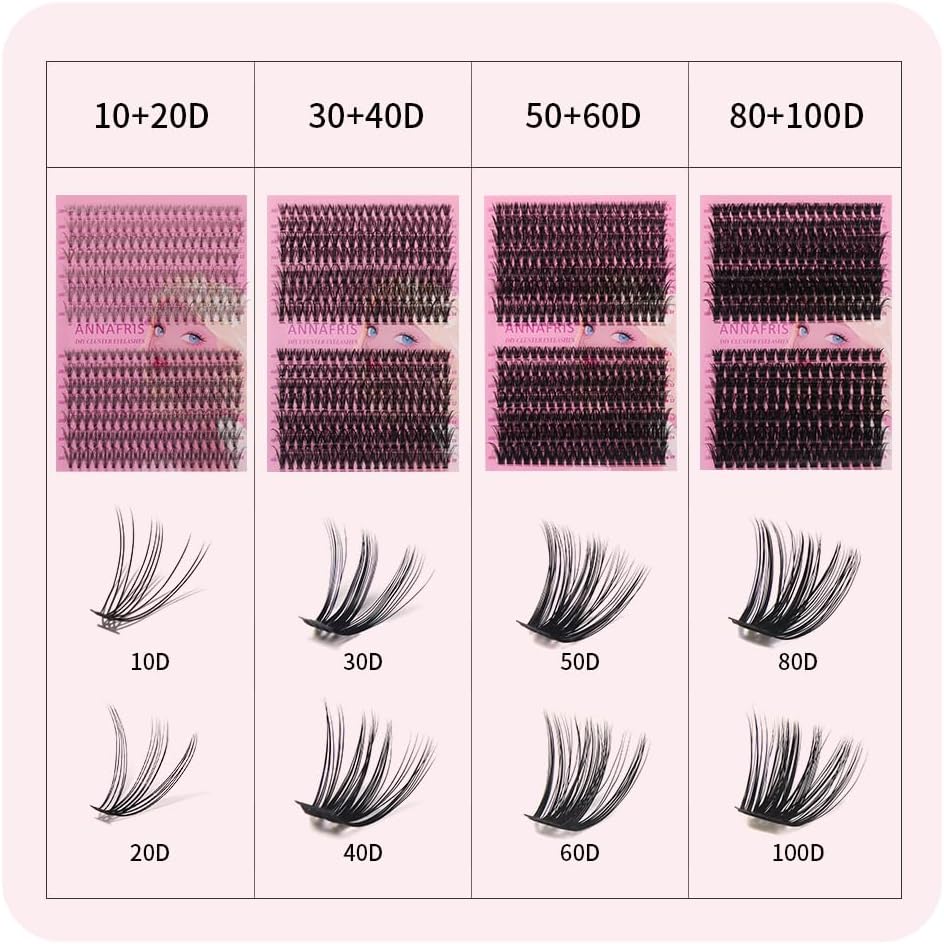 Thumbnail 6 de ANNAFRIS Ciglia Finte Ciuffetti 30D+40D – Set DIY Mix 8–18 mm, D Curl, 0,07 mm di spessore
