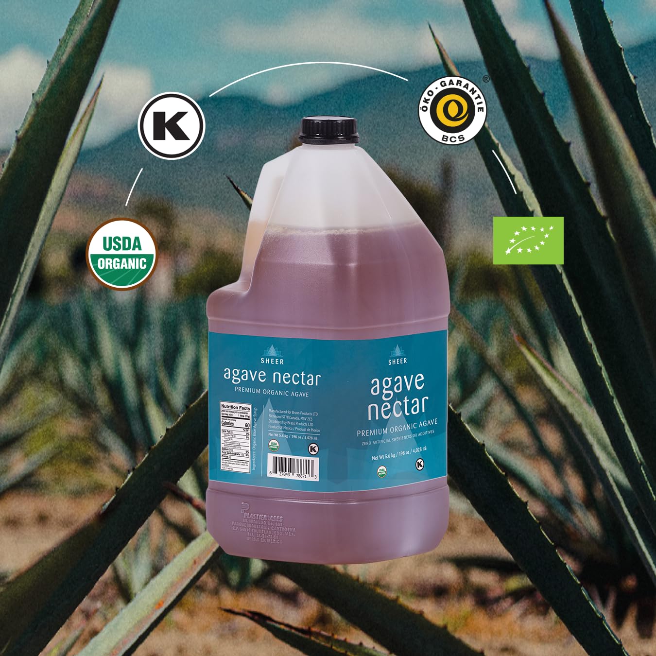 Detalle de Sustainable Agave Co Organic Light Agave Syrup, 128 Fluid Ounces