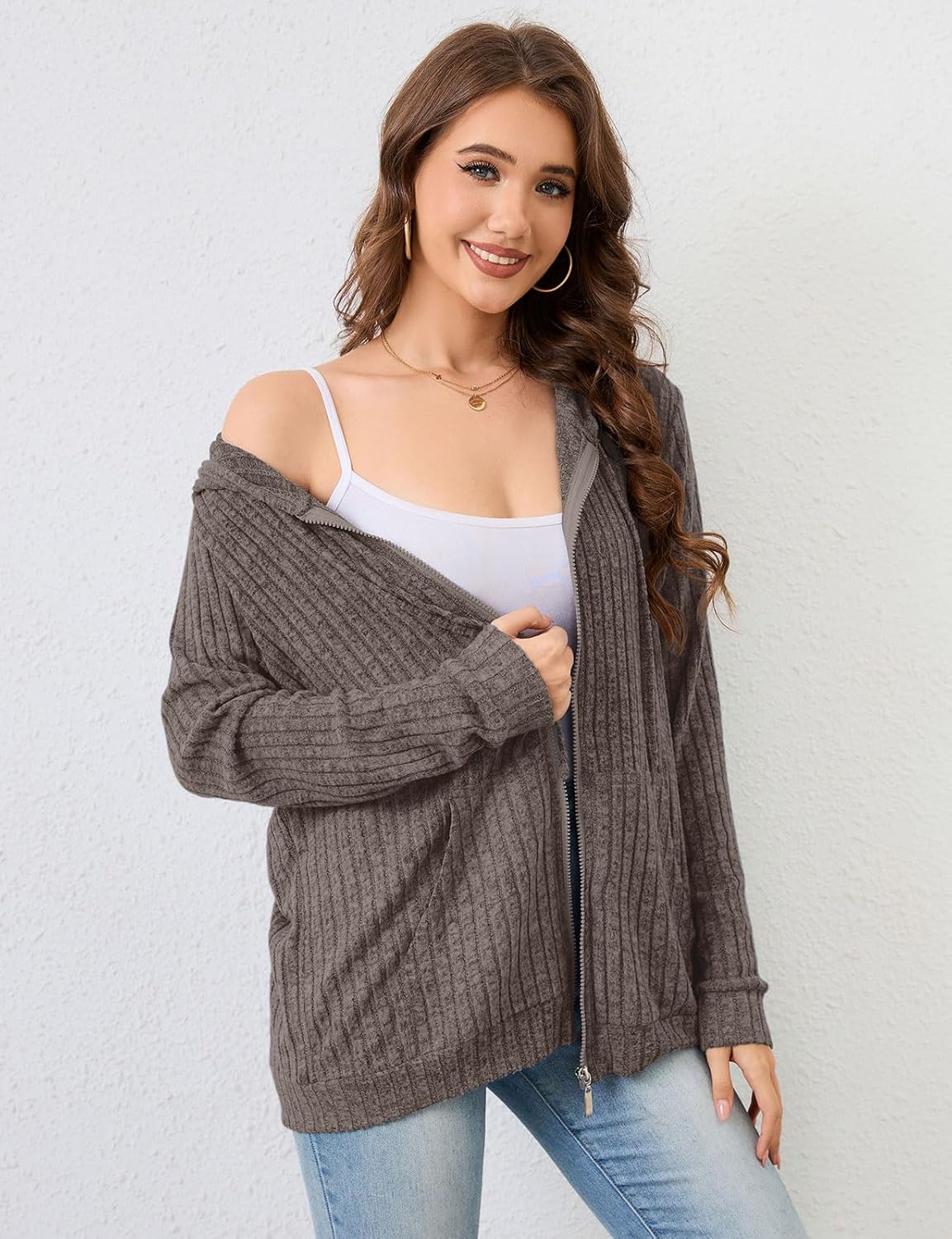 Thumbnail 3 de Flikity Womens Cardigans Zip Up Hoodies with Large Pockets – Lightweight Casual Jacket