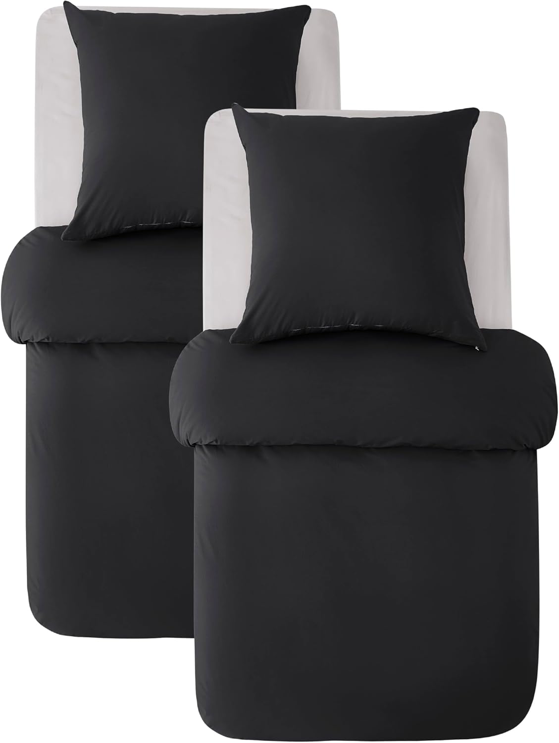 Thumbnail 6 de BEDSURE Bettwäsche 135x200 aus Baumwolle (4-teilig) – Schwarz, mit Reißverschluss