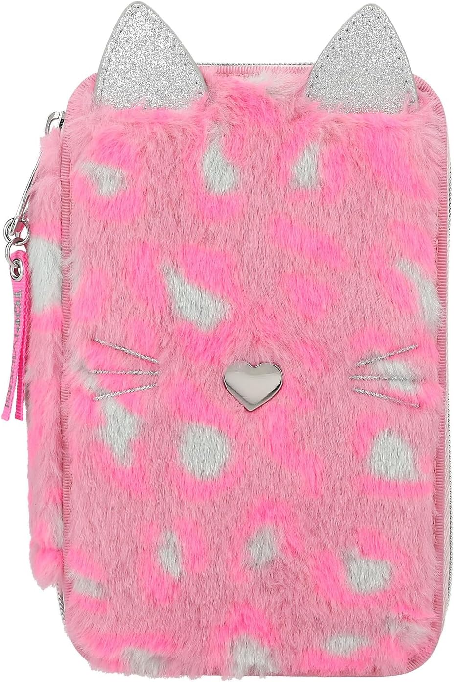 Detalle de Depesche TOPModel 12787 Trousse à 3 Compartiments – Rose, motif tacheté, avec nez en cœur et oreilles de chat