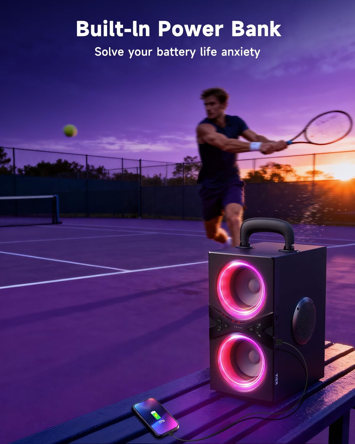 Thumbnail 6 de YIER Party Bluetooth Speaker with 80W Peak Power, TWS, RGB Lights, and Long Playtime