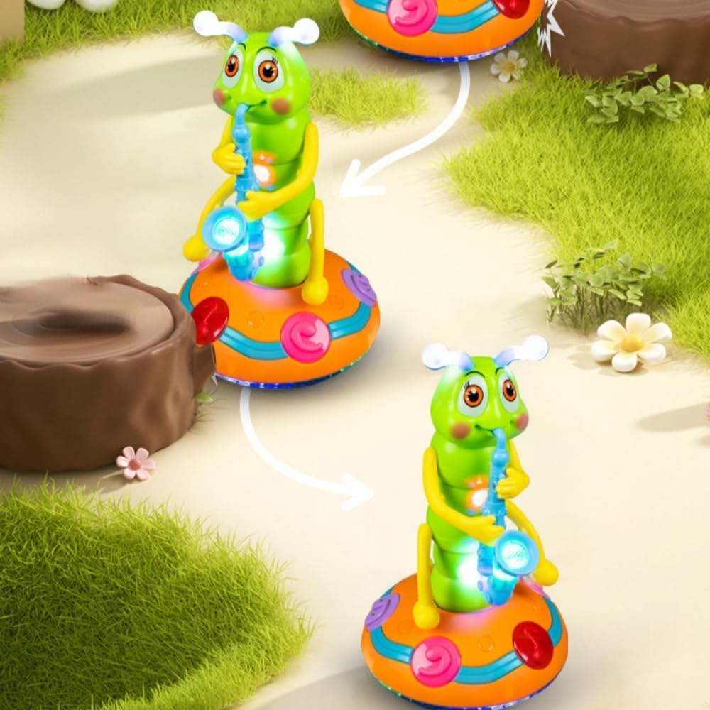 Detalle de Dancing Saxophone Caterpillar: Interactive Light-Up Toy for Babies 6–12 Months