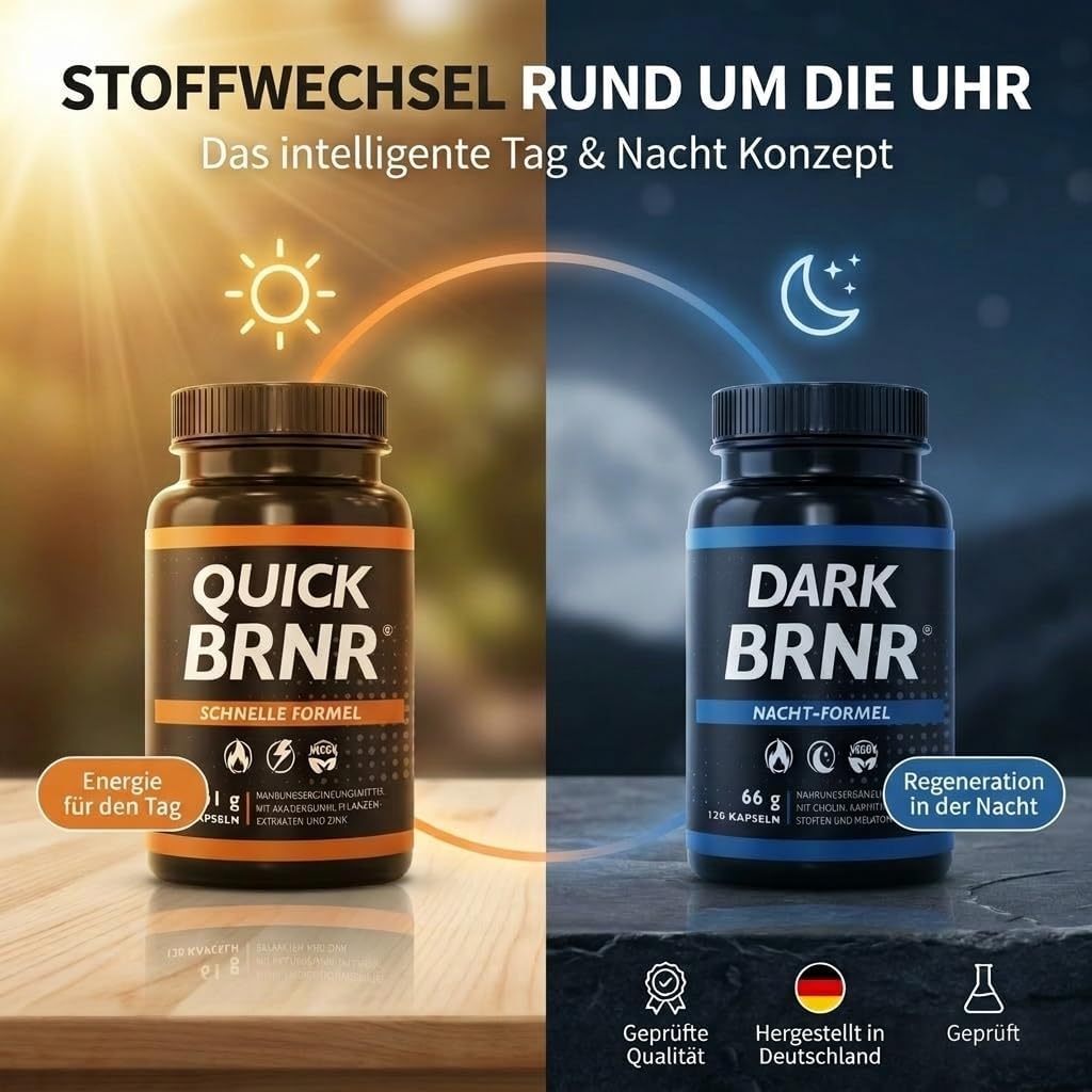 Detalle 2 de QUICK + DARK BRNR Stoffwechsel Tag&Nacht 24h Paket, 240 Kapseln