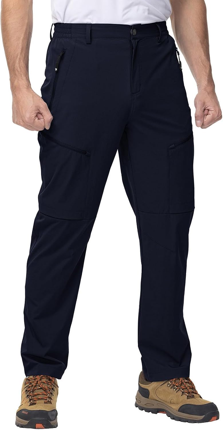 Detalle 2 de YSENTO Men's Cargo Hiking Pants with Stretch, Quick-Dry Fabric and 5 Zipper Pockets