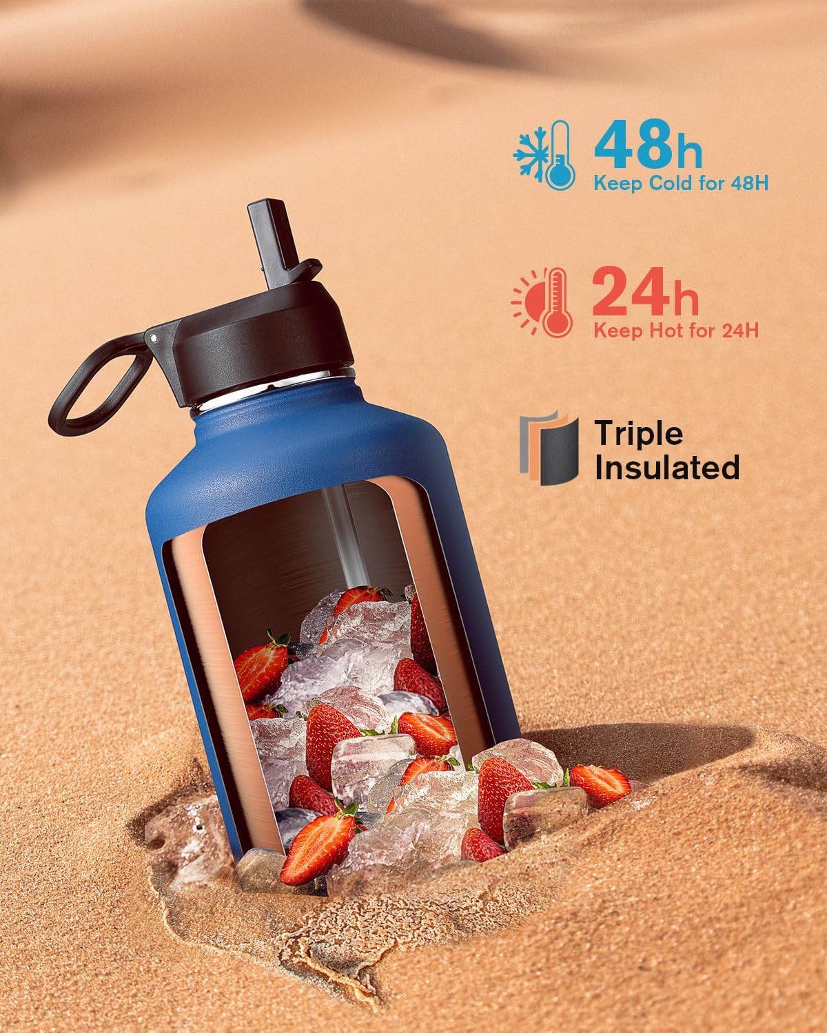 Detalle 2 de Coolflask borraccia termica 2 l, 3 coperchi