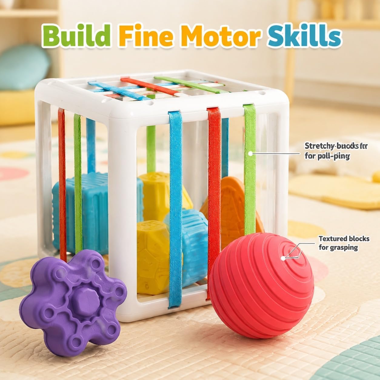 Detalle 2 de BLCXTOYZ XB6601 Montessori Shape Sorter Activity Cube, 6-Piece Sensory Toy