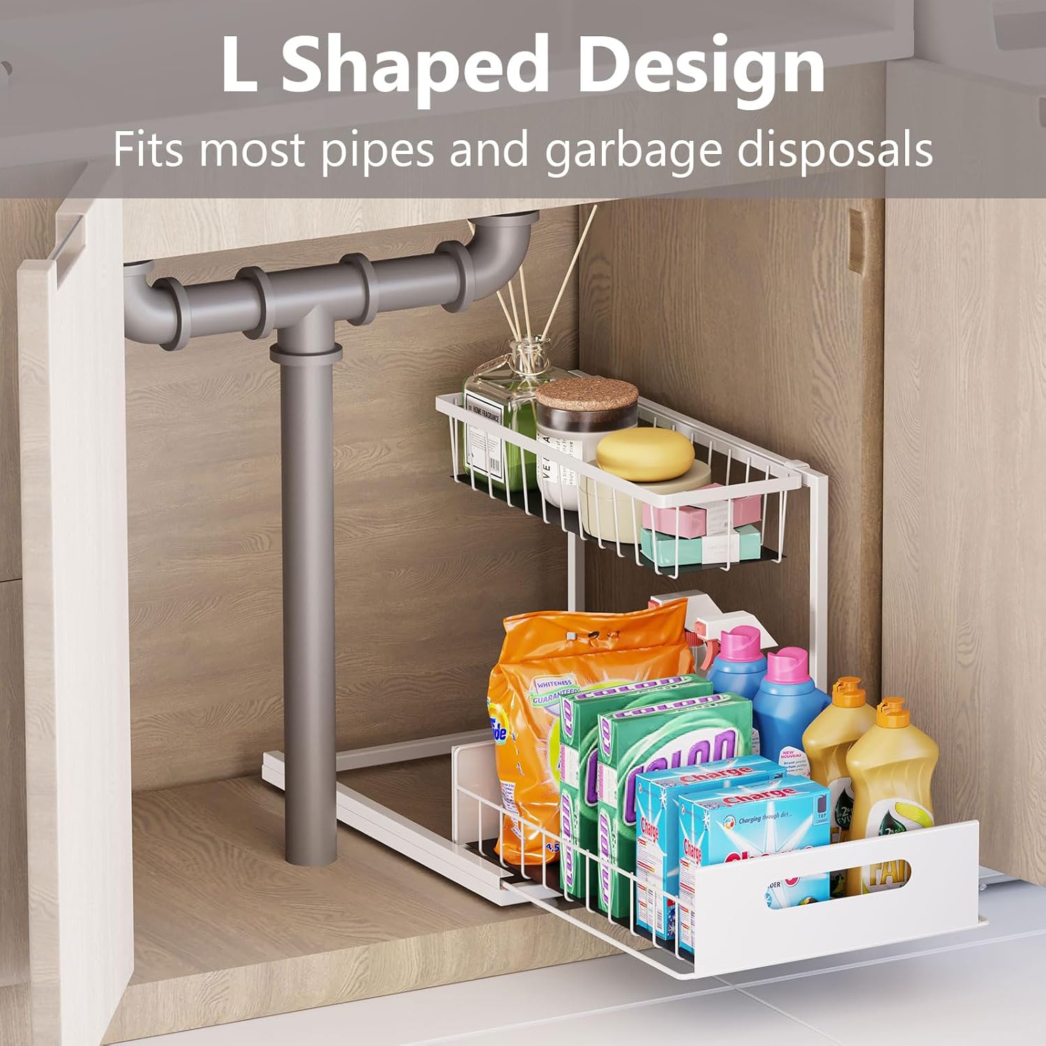 Detalle 2 de Ceetug 2-Tier Under Sink Slide-Out Organizer