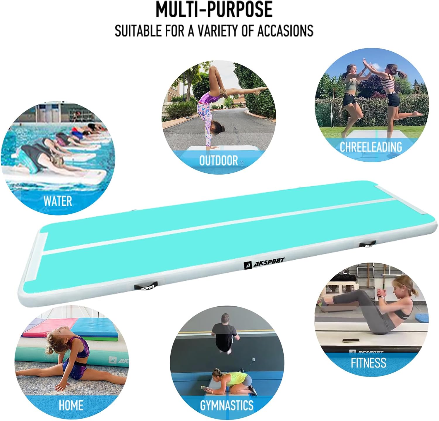 Thumbnail 5 de AKSPORT Gymnastics Air Mat Inflatable Tumble Track 🏃♀
