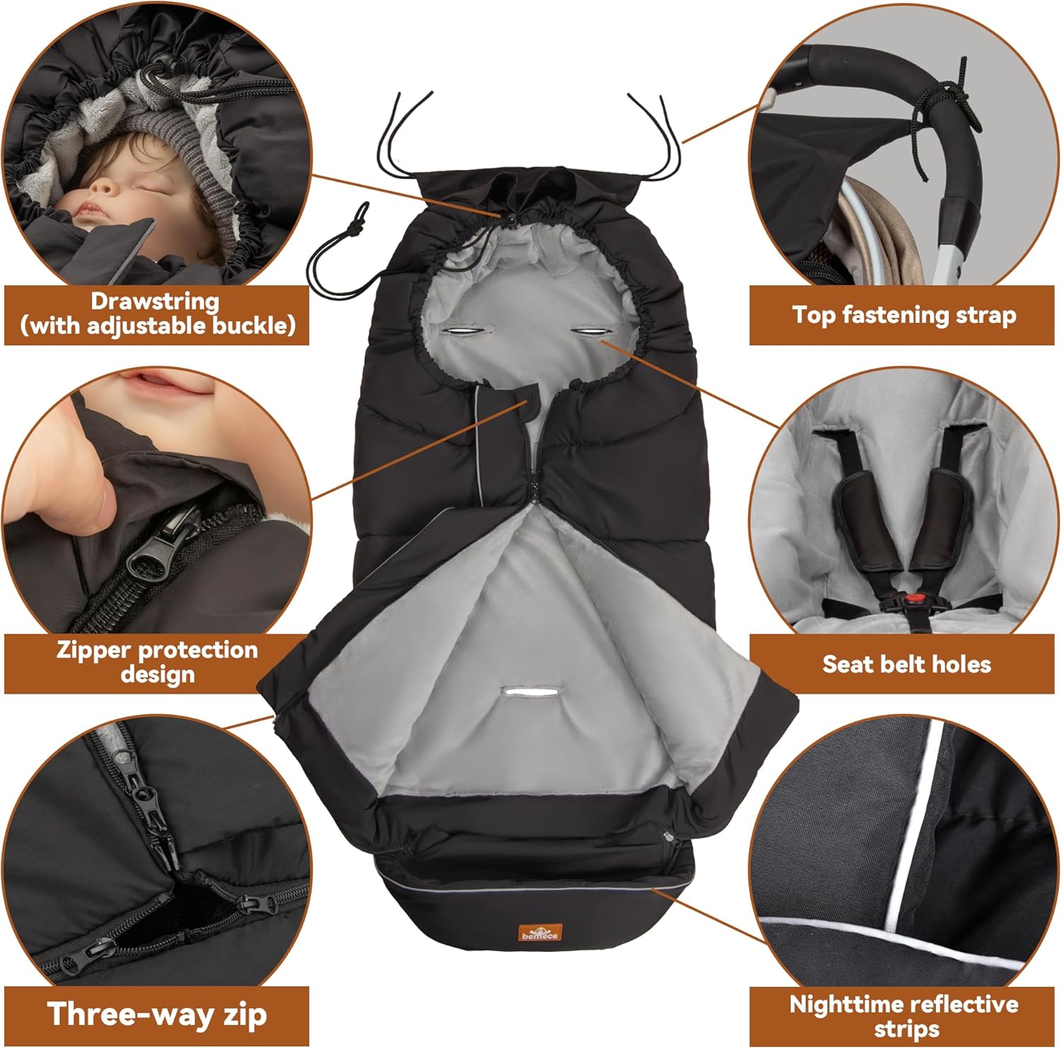 Thumbnail 4 de Bemece Footmuff Universal for Pushchair, Warm fleece