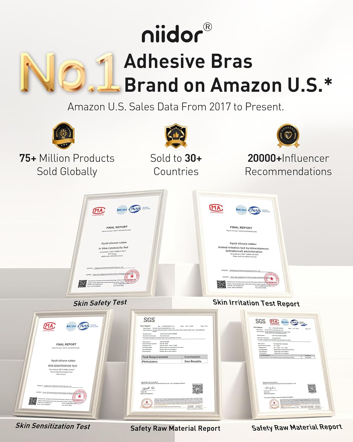 Thumbnail 4 de Niidor Silicone Adhesive Strapless Push-Up Bra with Reusable Nipple Covers