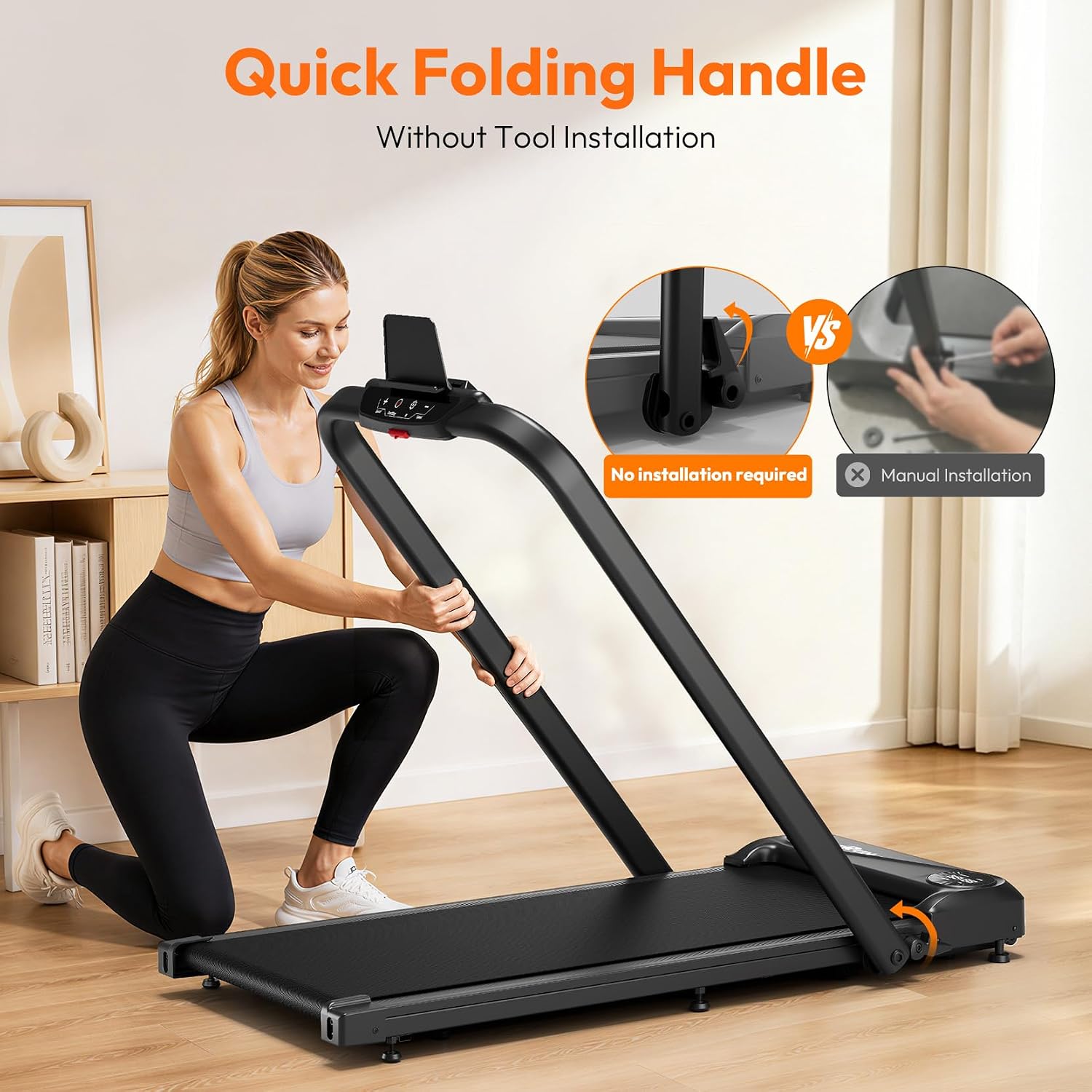 Detalle de THERUN YT05T Walking Pad Treadmill with Foldable Handle, 0.6–6.2 MPH