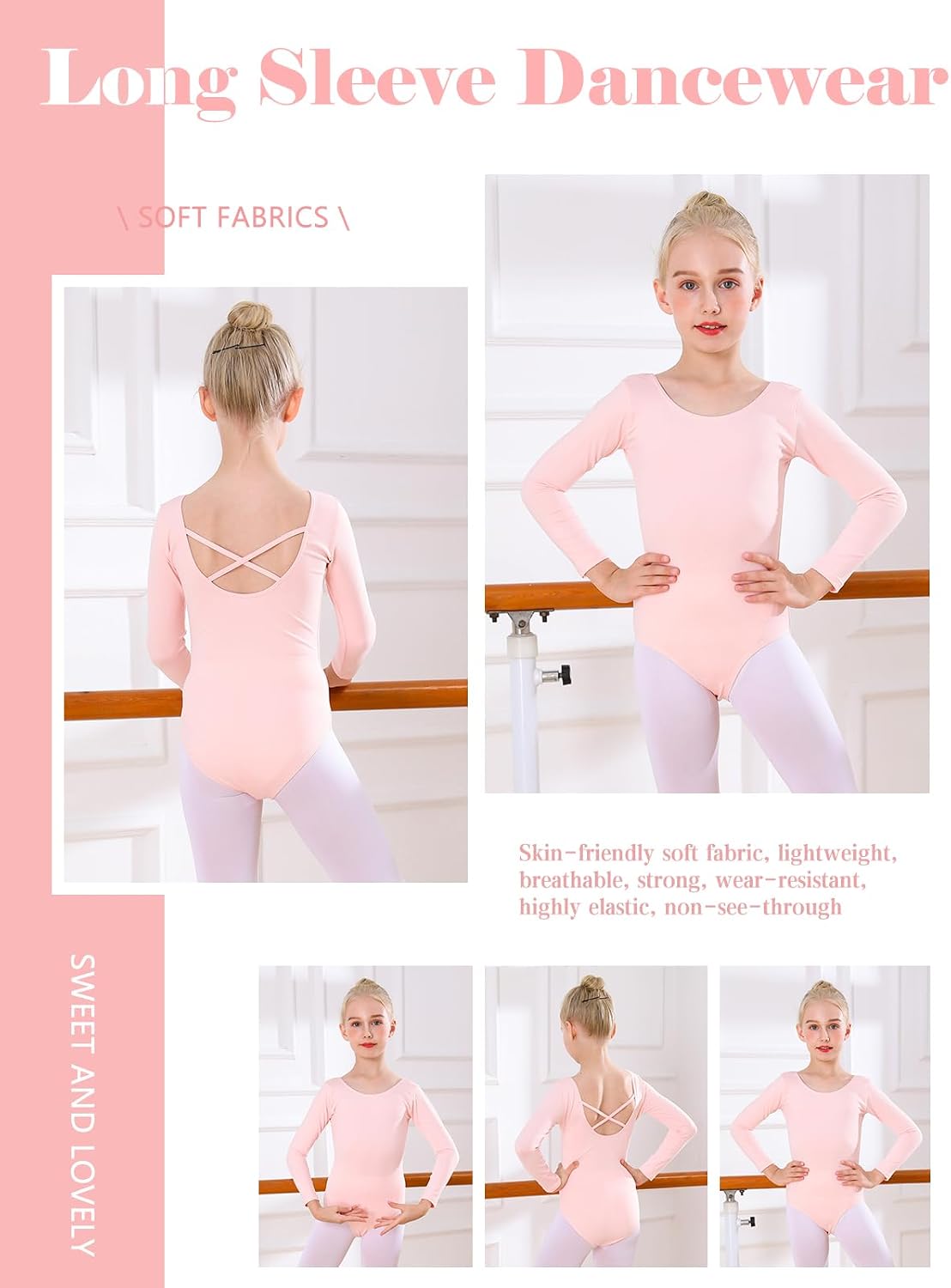 Thumbnail 1 de Bezioner Ballet Leotard for Girls (88% nylon, 12% spandex) – Long Sleeve Gymnastics & Dance Outfit