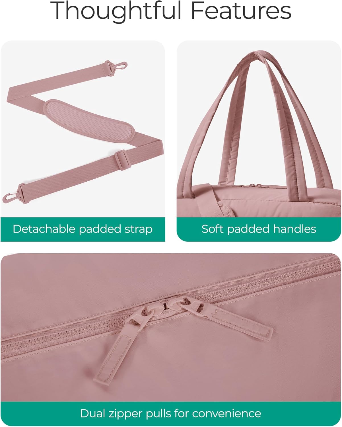 Thumbnail 4 de bagsmart Reisetasche Sporttasche Damen 31L – wasserabweisend, 42×20×37 cm, verstellbarer Gurt, Kosmetiktasche & Légeres Taslon