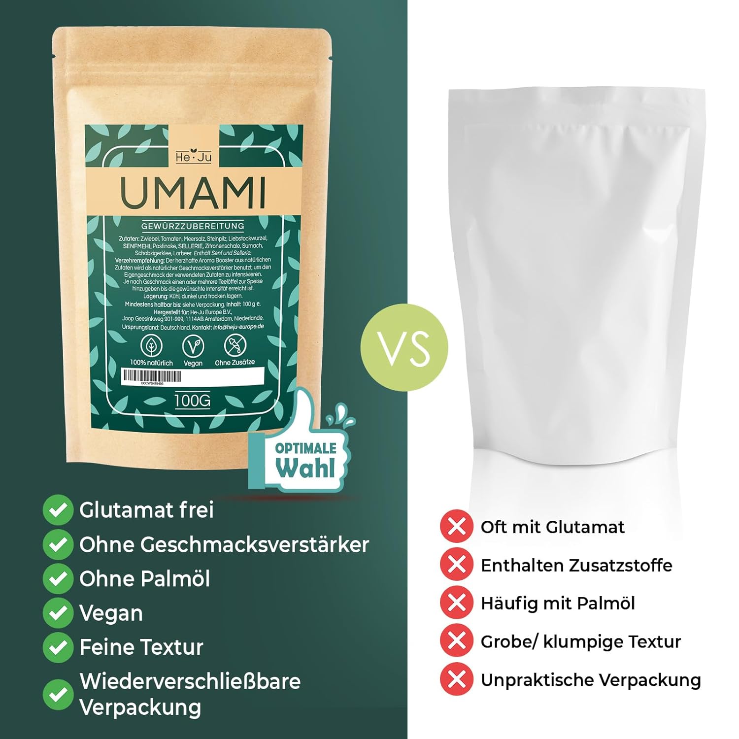 Detalle 2 de He-Ju Umami Gewürzmischung 200 g – vegane Universalwürzer für herzhaften, umami-reichen Geschmack