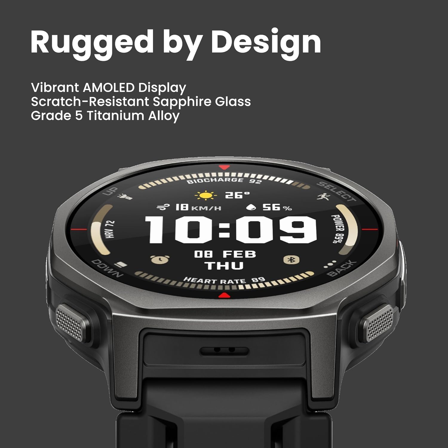 Detalle de Amazfit T-Rex 3 Pro Outdoor Smart Watch 44mm: Rugged Aura with Sapphire Glass and Dual-Band GPS