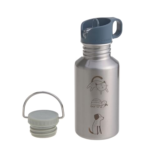Detalle de LÄSSIG Edelstahl-Trinkflasche 500 ml Happy Prints Animals – auslaufsicher & bruchsicher