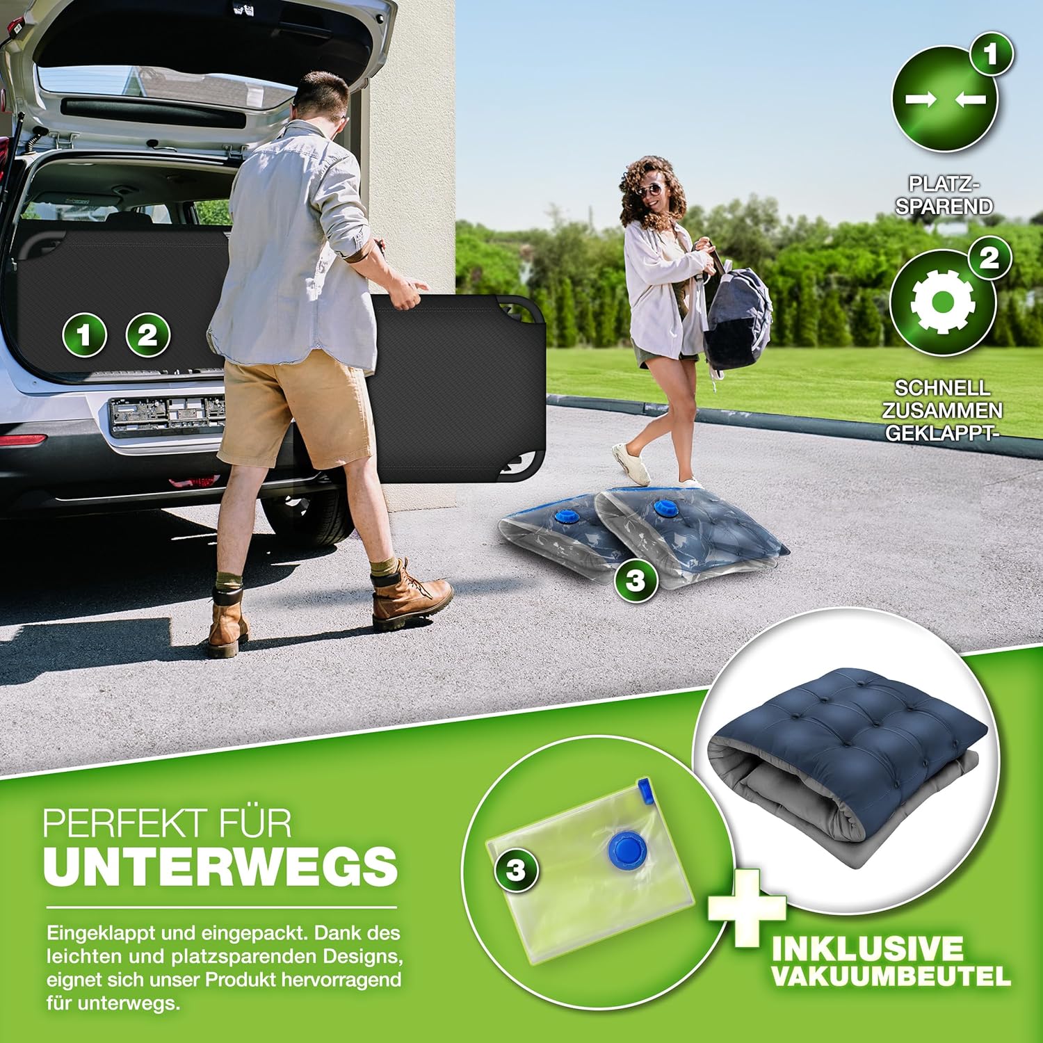 Thumbnail 2 de tillvex® Lettino da campeggio pieghevole con borsa e cuscino cervicale (fino a 280 kg)