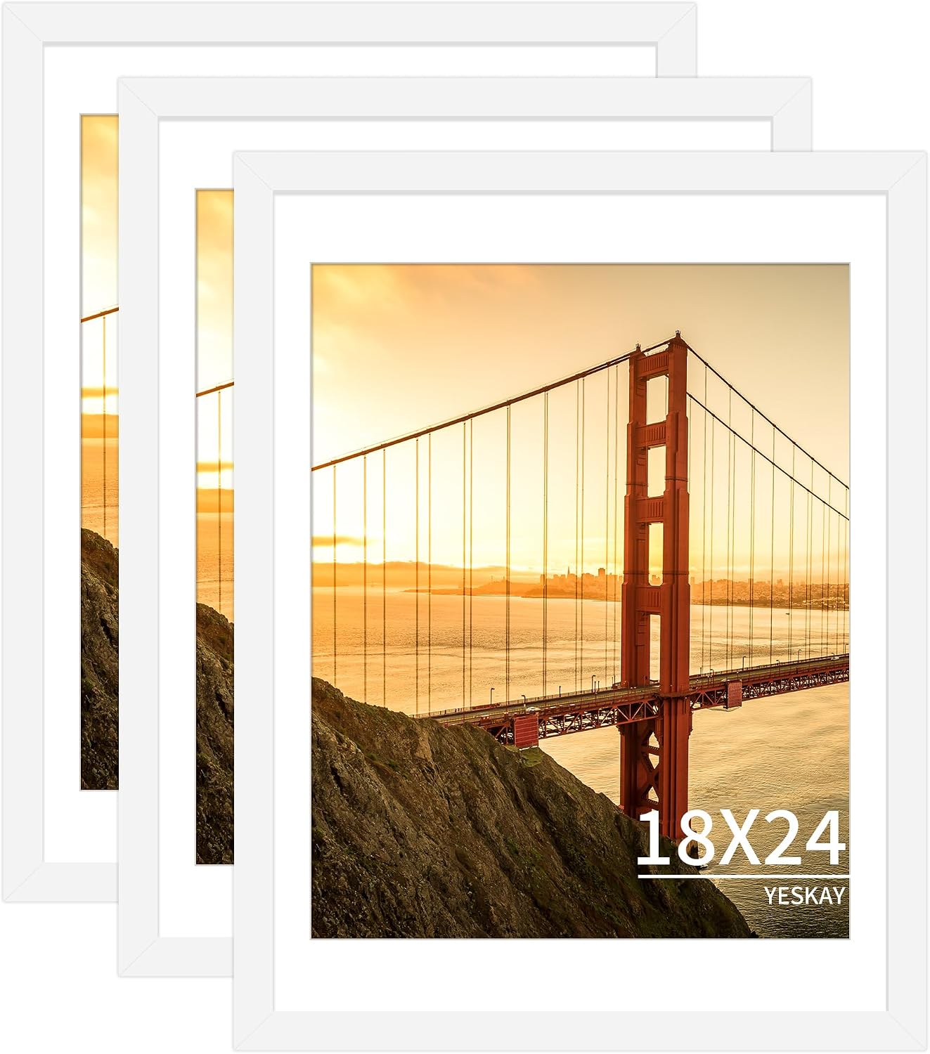 Detalle de YESKAY 18x24 Picture Frame White Set of 3