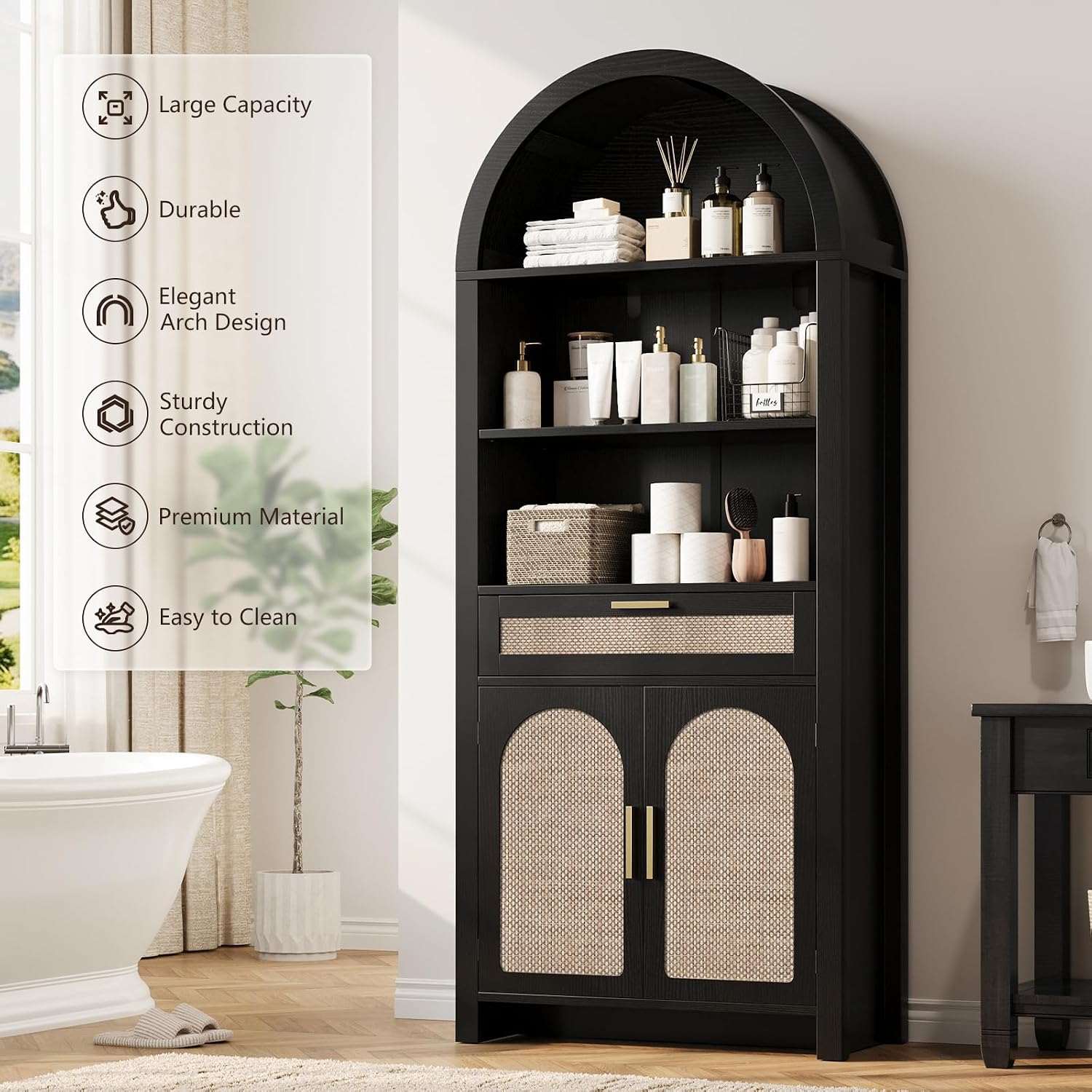 Detalle 2 de Arched Bookshelf, 71.3-Inch Tall