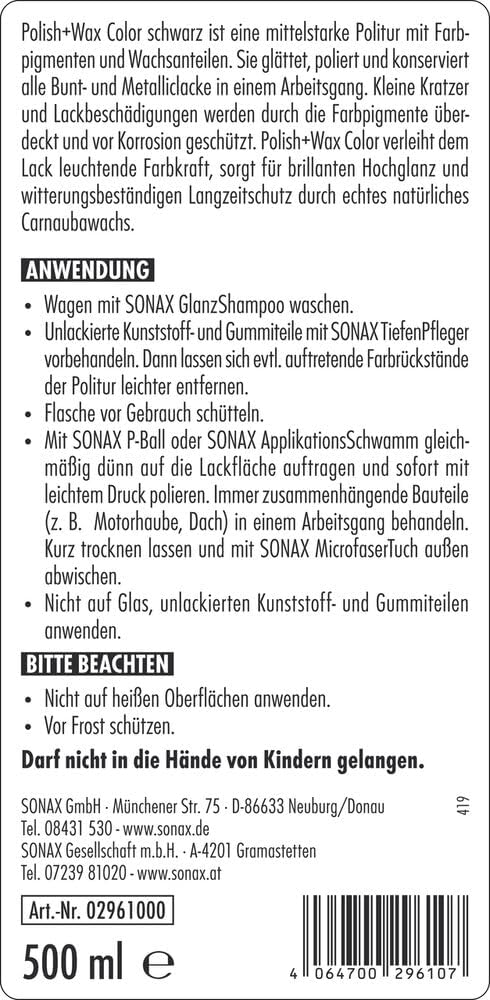 Detalle 2 de SONAX Polish+Wax Color Politur 500 ml