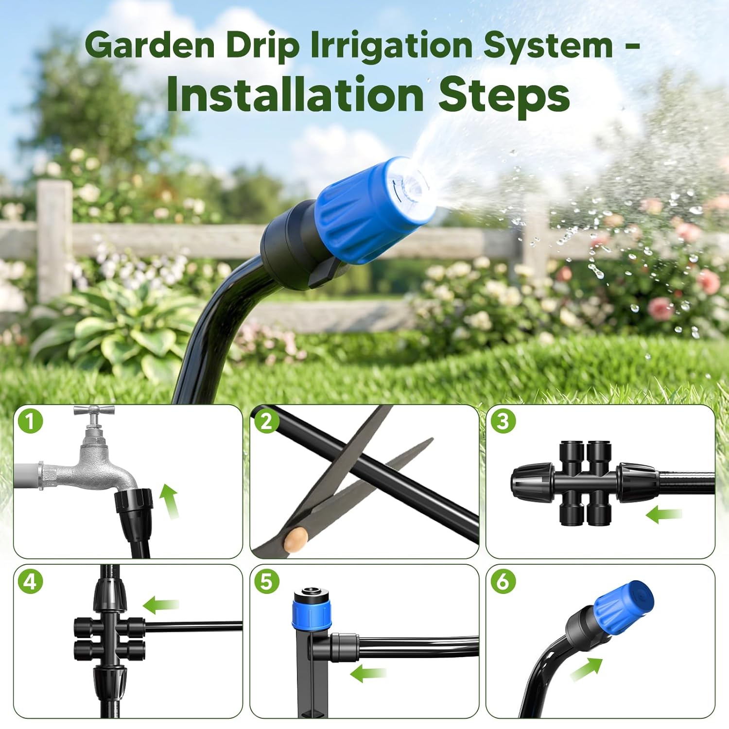 Thumbnail 2 de MQHUAYU 196FT + 33FT Quick-Connect Drip Irrigation System Kit with Adjustable Nozzles & Sprinklers