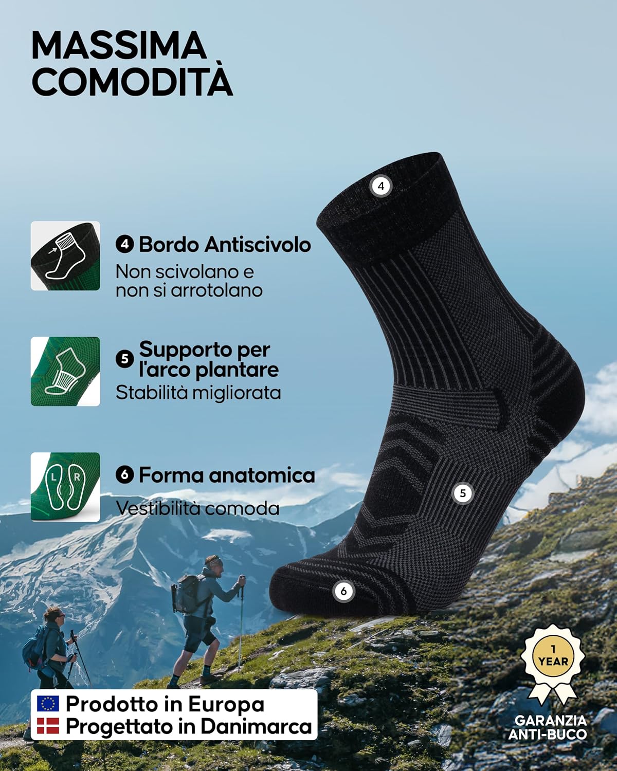 Thumbnail 2 de DANISH ENDURANCE calzini trekking 3 paia