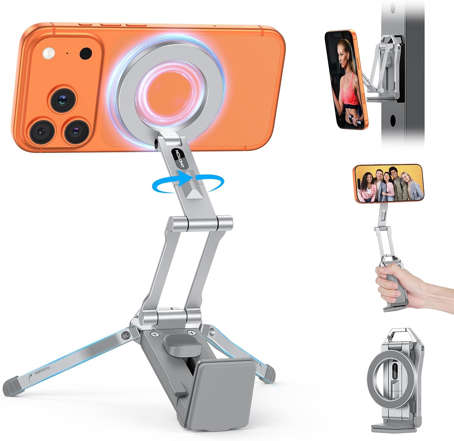 Detalle de OMOTON 360° Rotating MagSafe Tripod Mount for iPhone