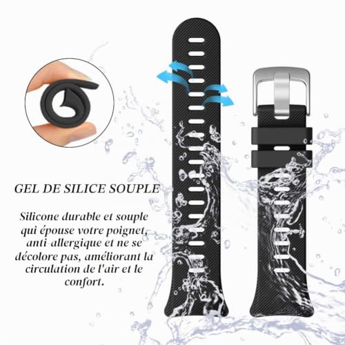 Detalle de Vozehui Bracelet Compatible Garmin Forerunner 45S – Silicone sport et motifs variés